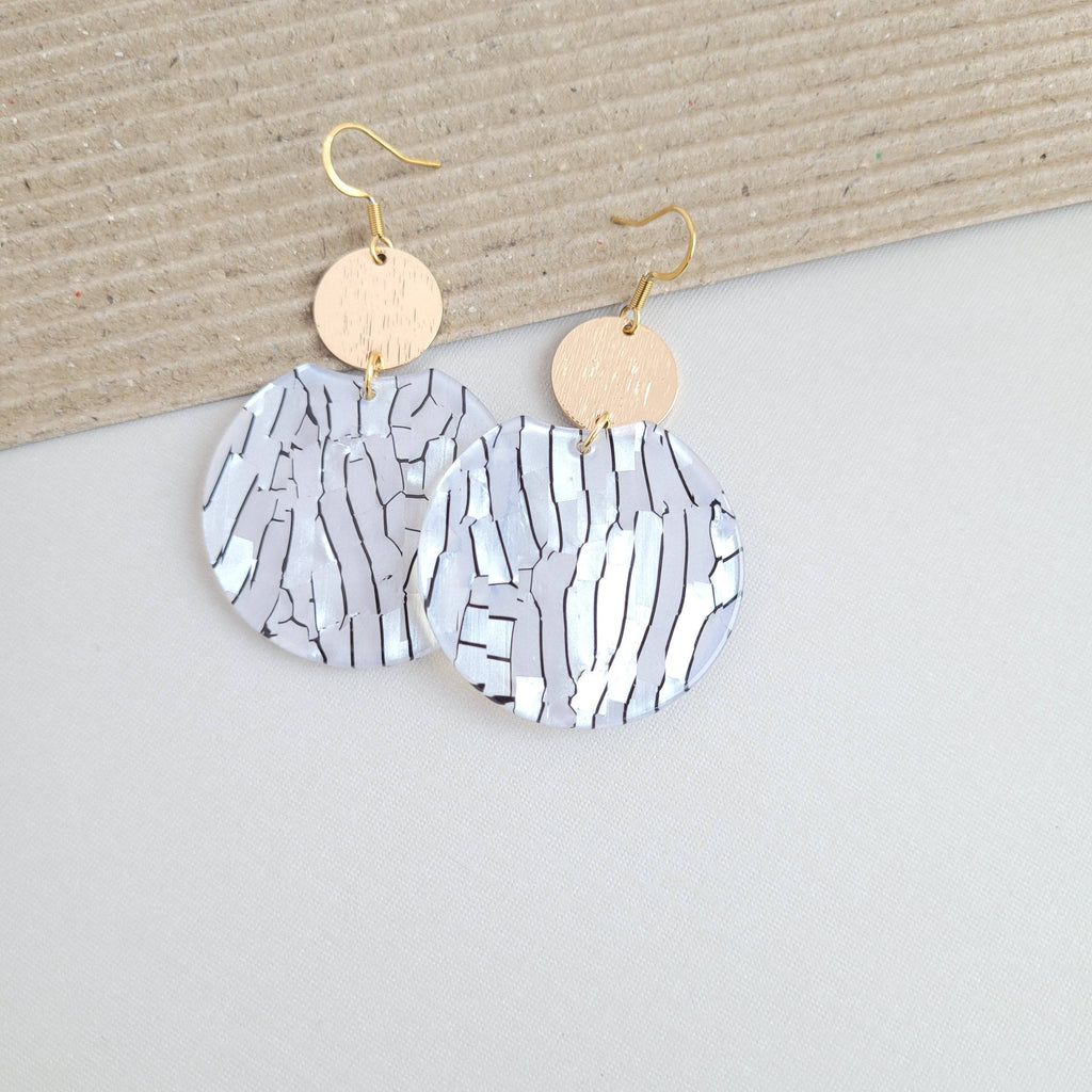 Pearl Black Stripe Zoey Earrings