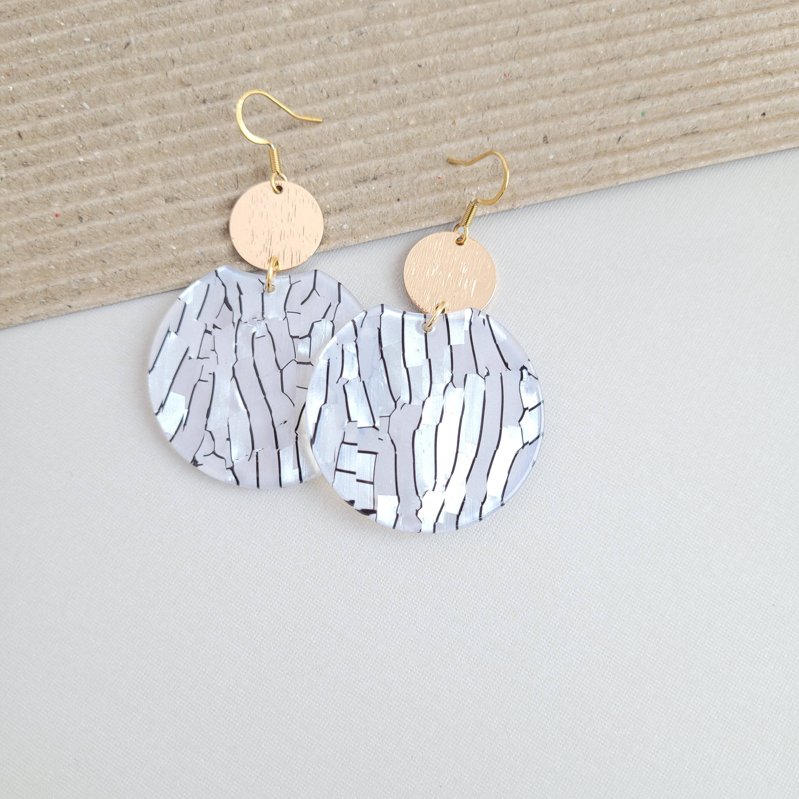 Pearl Black Stripe Zoey Earrings