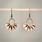 White and Gold Fan Earrings 