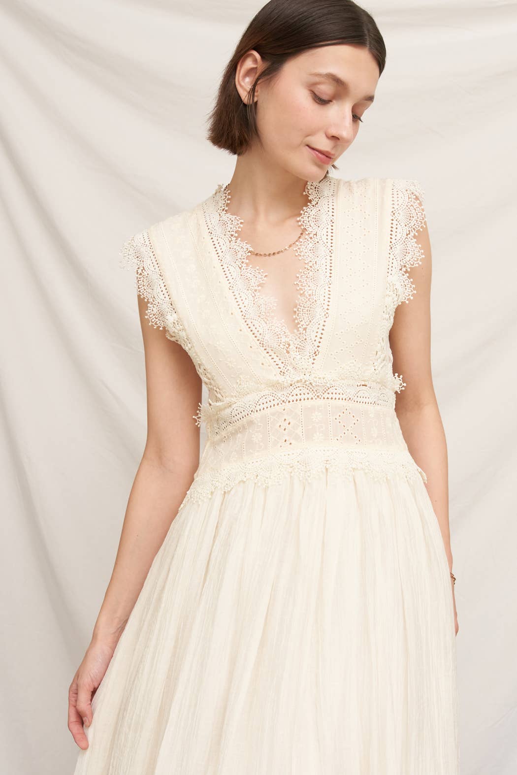 Lace Trimmed Midi Dress