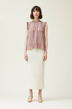  Bubble Ruffle Satin Tank