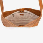Pebbled Leather Crisscross Handbag - Camel