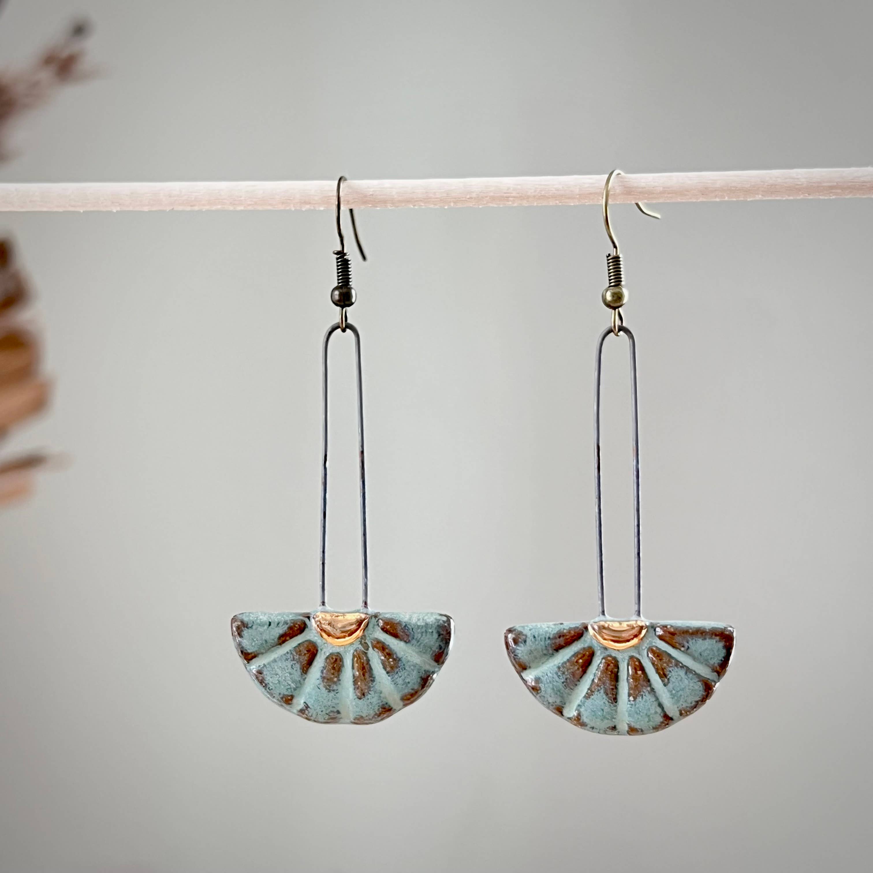 Turquoise Sun Burst Ceramic Earrings