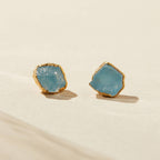 Aquamarine Studs, Natural Gemstone Studs, Crystal Earrings