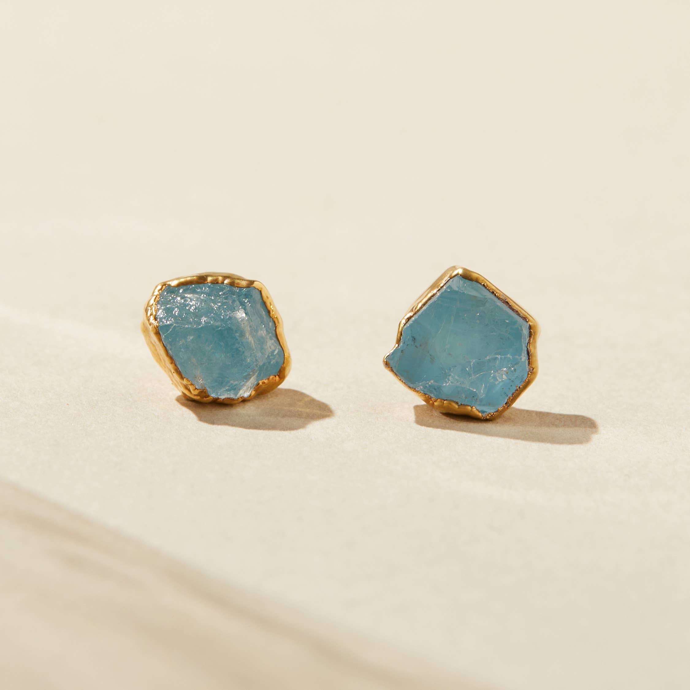 Aquamarine Studs, Natural Gemstone Studs, Crystal Earrings