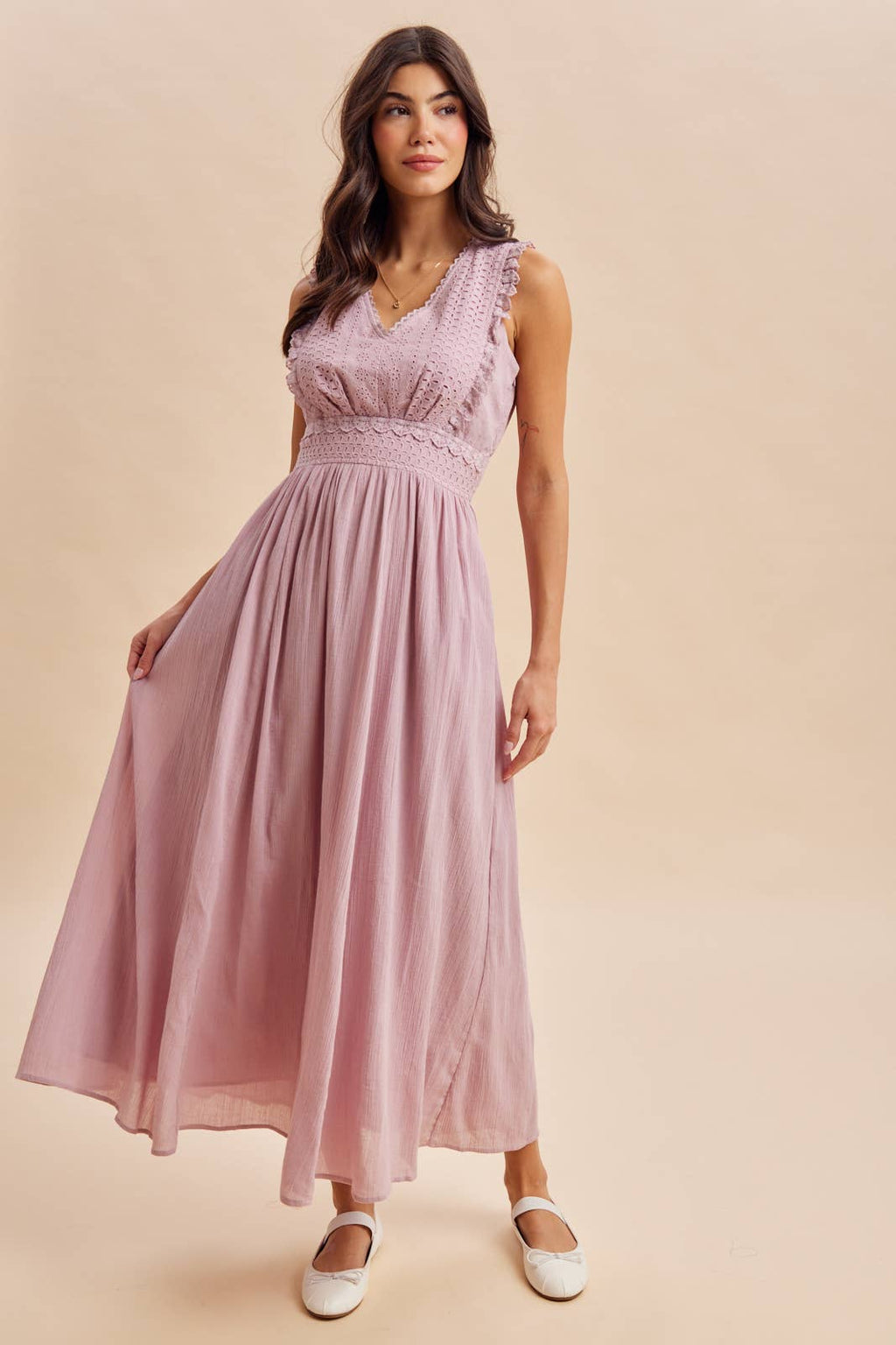 EYELET LACE MAXI DRESS