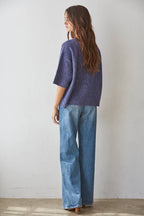 Knit Sweater Short Sleeve Boxy Pullover Top