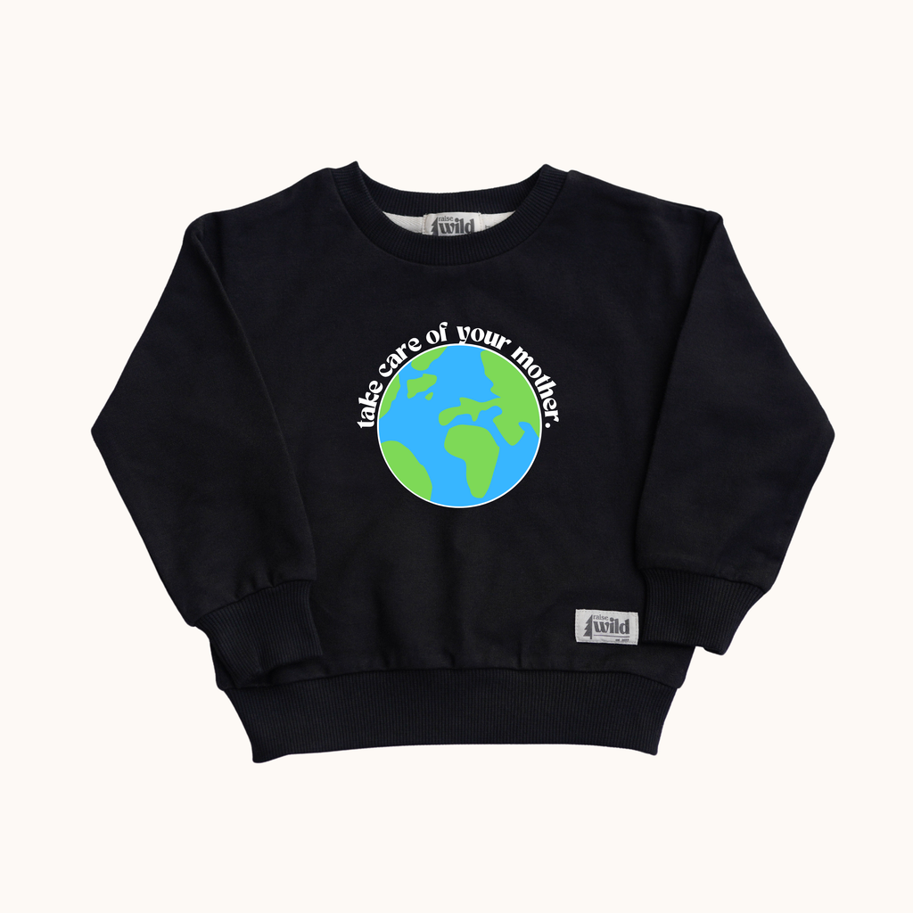 Kid's Organic Pullover - Black - Tiny Camper