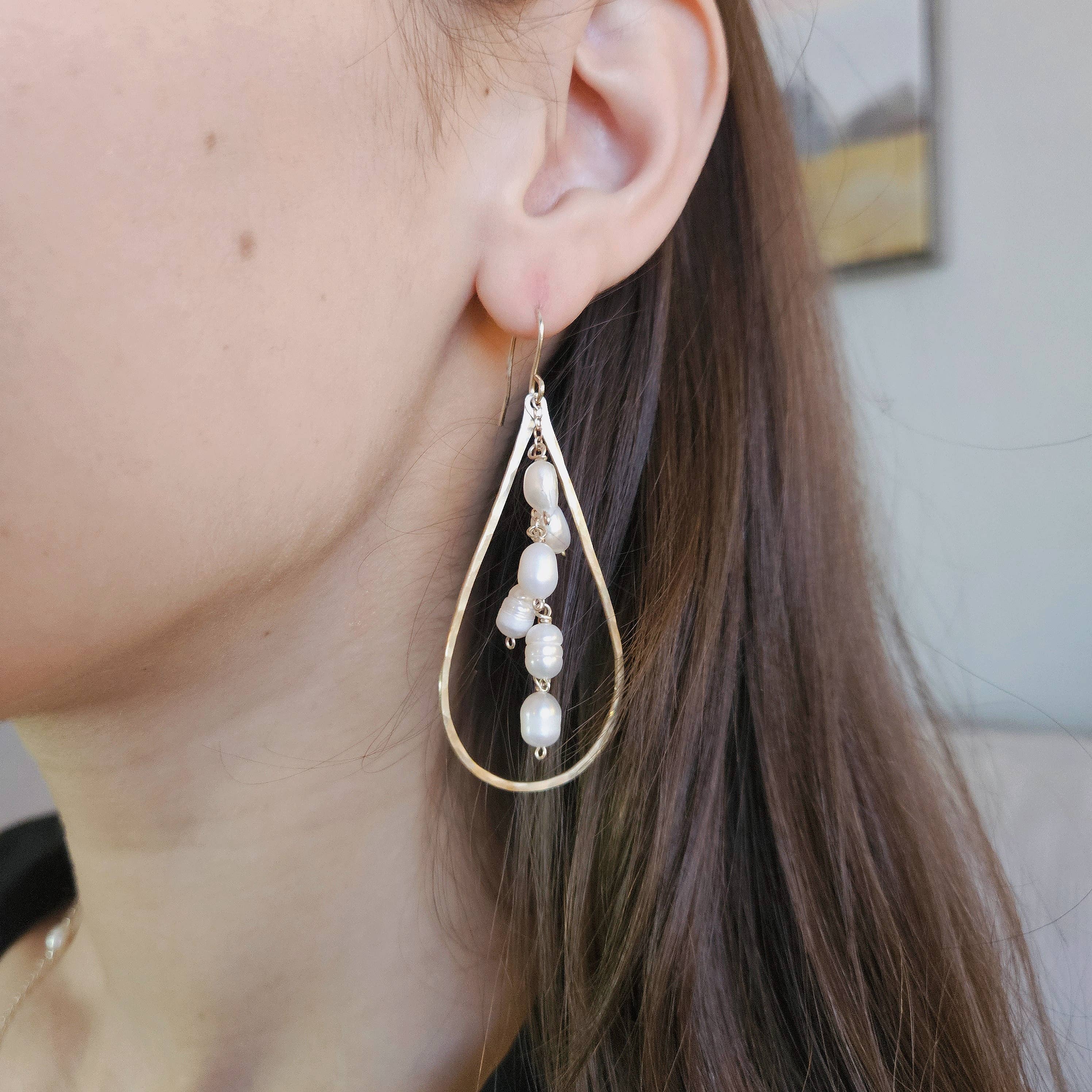 Pearl Filled Dangle Drop Earrings