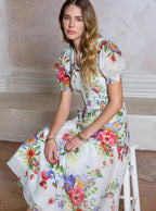 Floral Printed Smocked Midi Dress