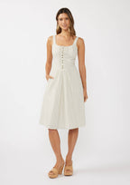 Round Neck Button-Down Corset Midi Dress