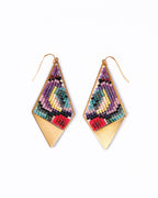 Beaded Handwoven Kaleidoscope Kite Earrings (Pink/Orange)