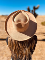 Vegan Suede Pencil Curl Brim Sweetheart Crown Fedora Hat