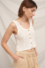 Sleeveless Crochet Top with Button Detail