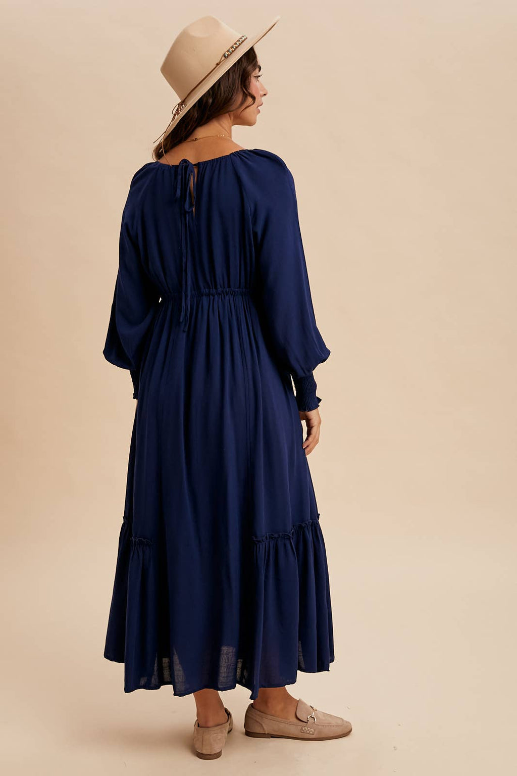 Gathered Long Sleeve Maxi Dress