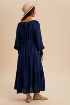 Gathered Long Sleeve Maxi Dress