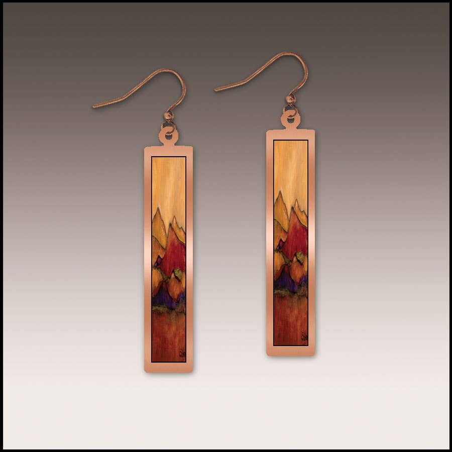Desert Mountains Fine Art Copper Showcase Rectangle Earrings