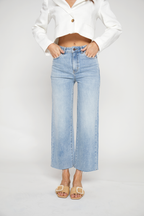 Aberdeen Ankle Crop High Rise Jean, Light Indigo Worn