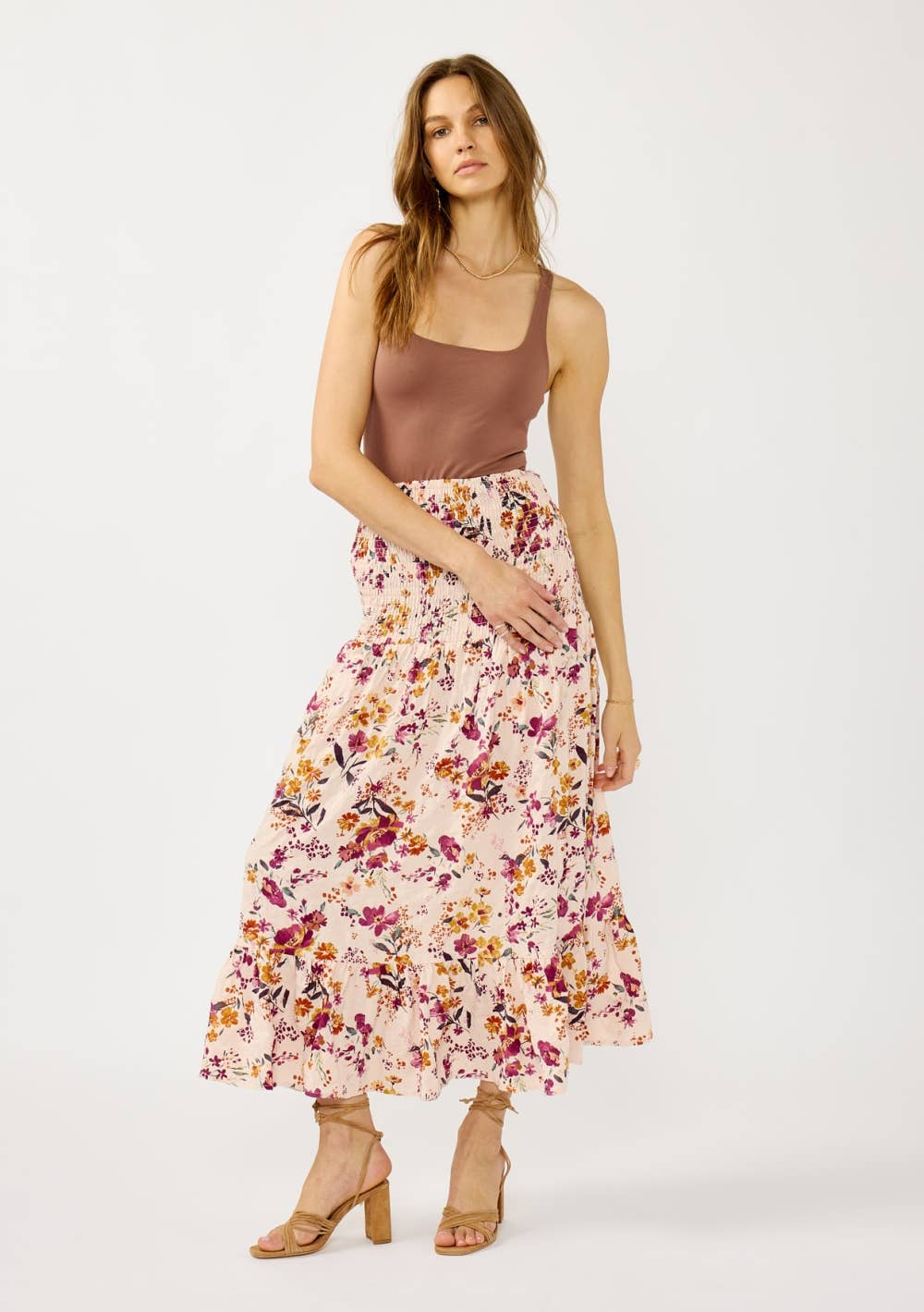 Floral Convertible Smocked Waist Skirt