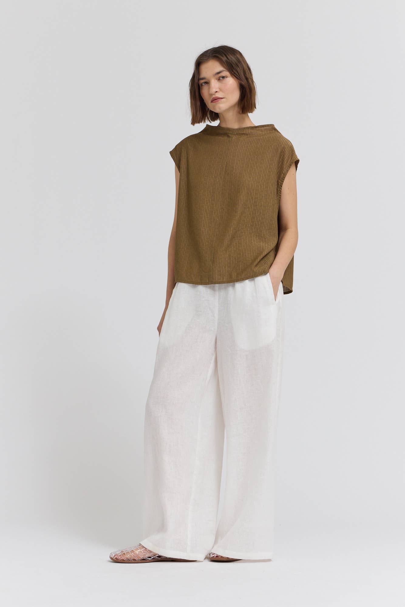 Mock Neck Loose Fit Textured Top