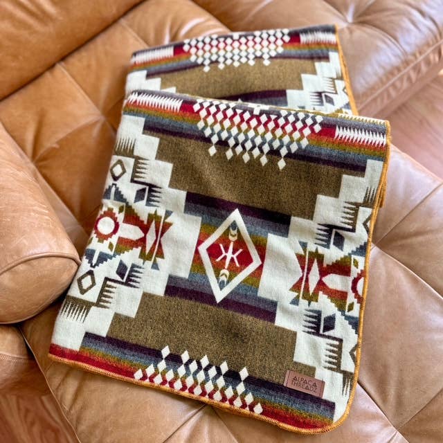 Southwest Alpaca Queen/Throw Blanket – Sandstone Reversible