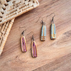 Pink and Gold Striped Clay Earrings