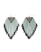 Beaded Handwoven Sonoran Triangle Fringe Earrings (Beige)