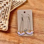 Glossy Lavender Drop Floral Ceramic Earrings with Gold