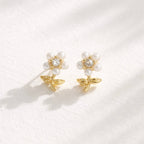 Mini Flower Pearl Stud Earrings