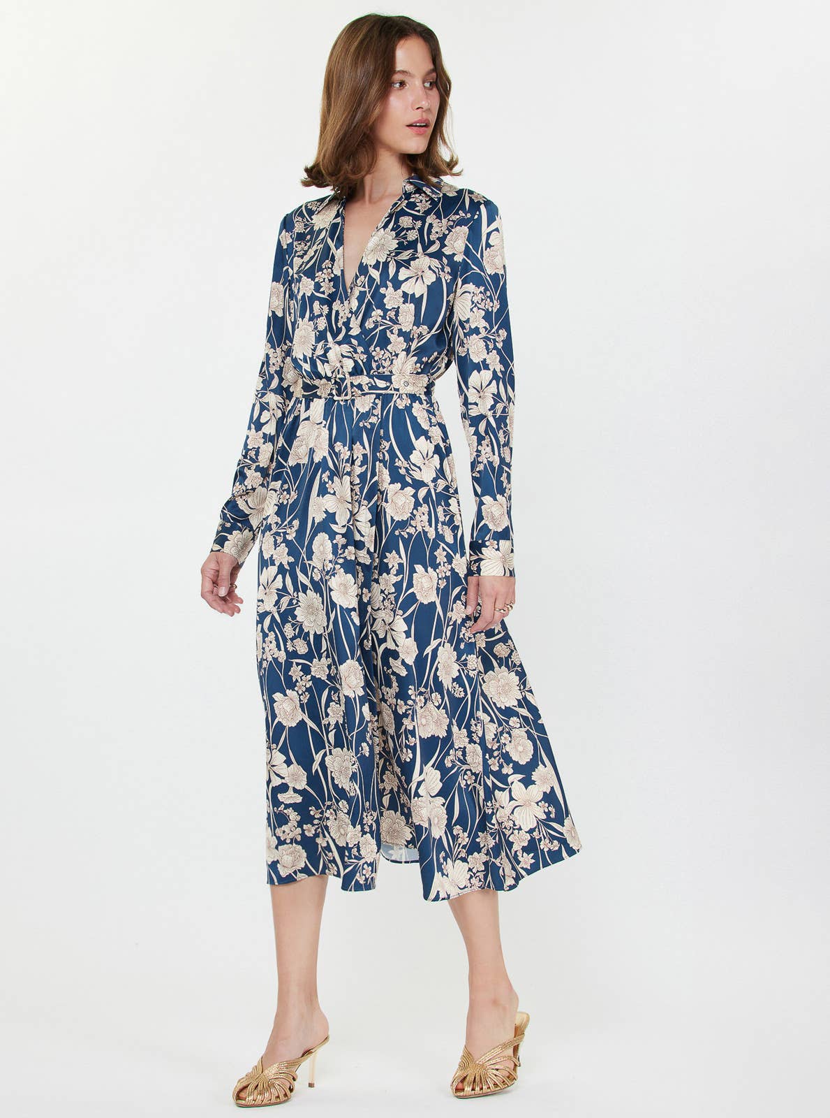 Floral Printed Midi Wrap Dress