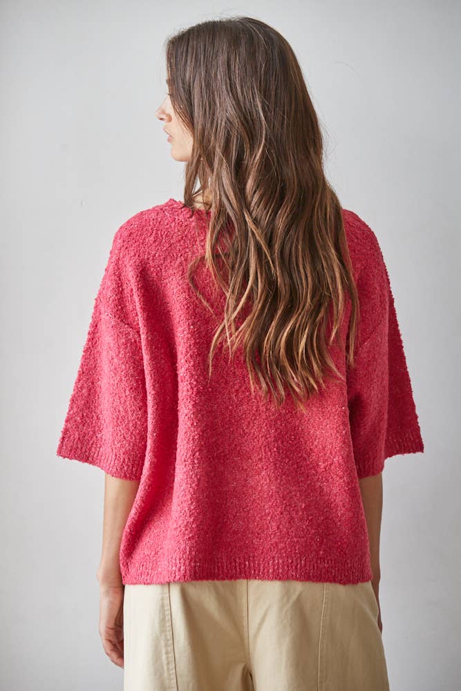 Knit Sweater Short Sleeve Boxy Pullover Top