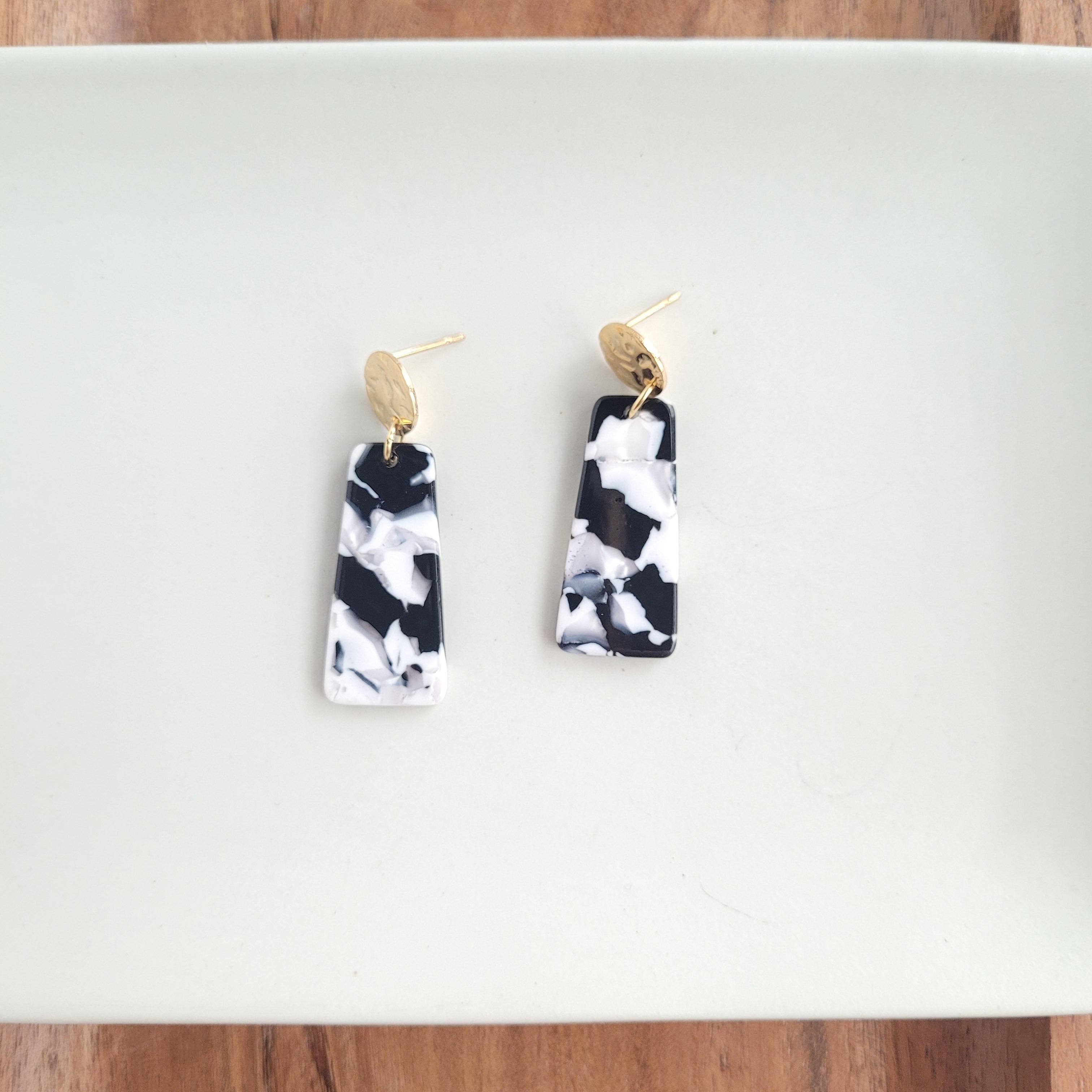 Mia Mini Earrings - Black & White // Jewelry, Earrings, Fall