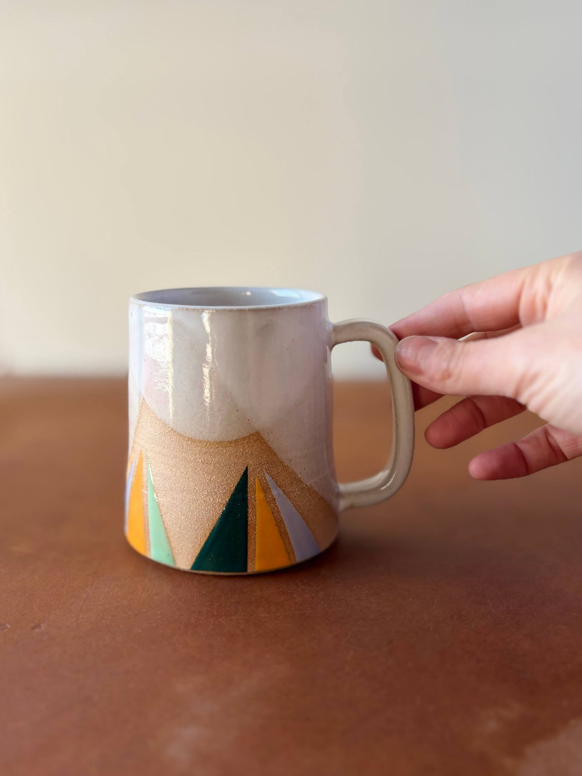 Triangles Geometric Mug Spring Palette Handmade Ceramic