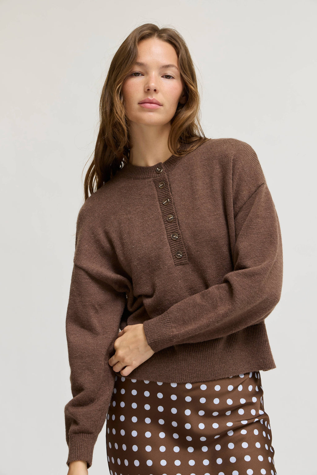 Half Button Up Sweater Top