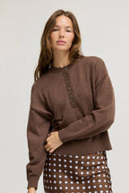 Half Button Up Sweater Top