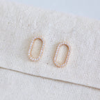 CZ Oval Stud Earrings 