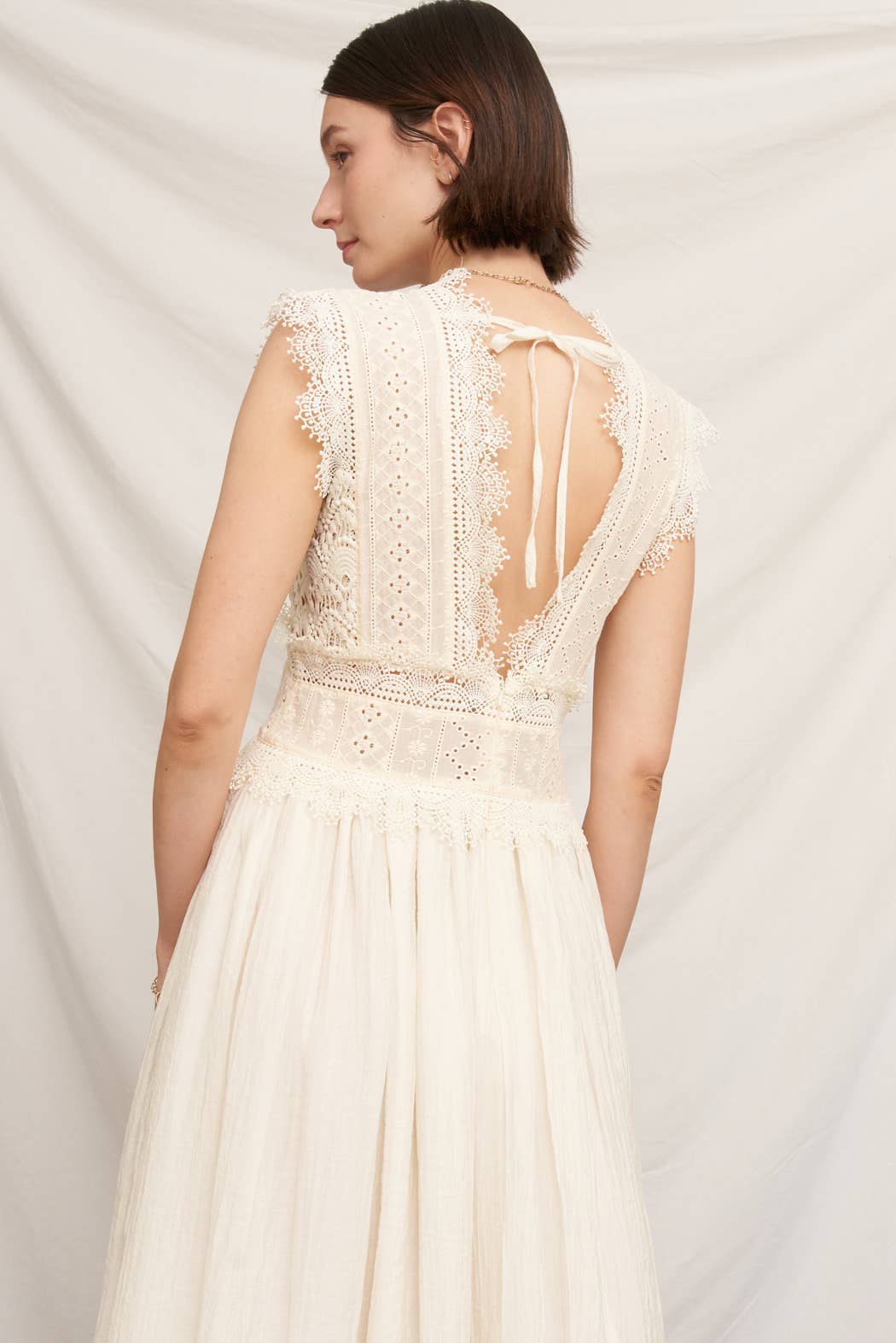 Lace Trimmed Midi Dress