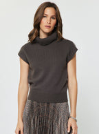 Turtleneck Short Sleeve Knit Sweater