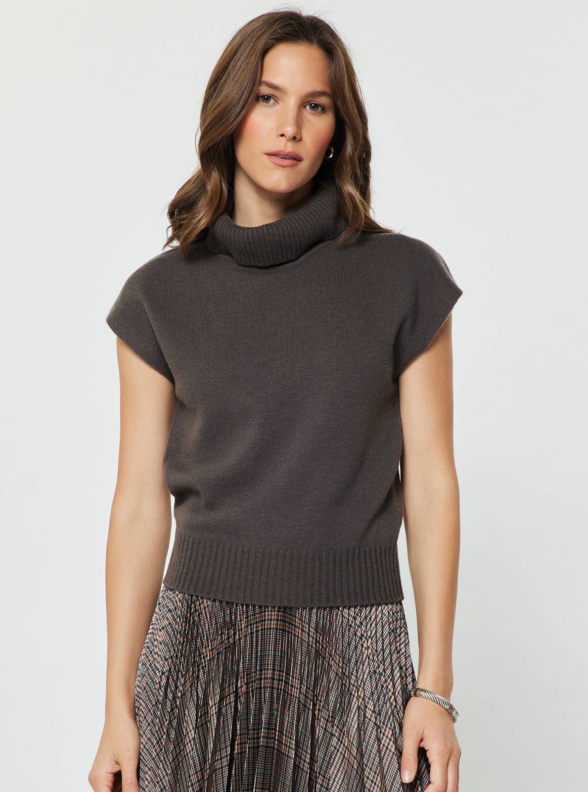 Turtleneck Short Sleeve Knit Sweater