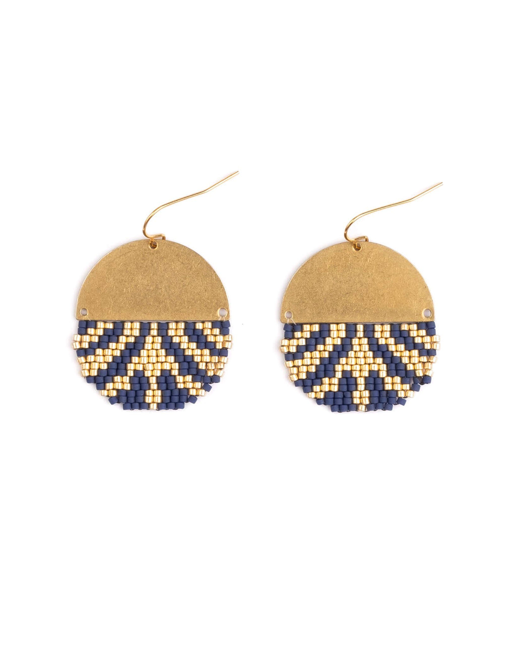 Beaded Handwoven Savoy Drop Earrings (Green)