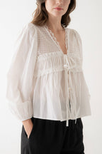 Romantic Lace Trim Blouse