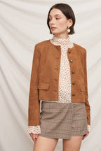 Polka Dot Ribbon Back Ruffle Blouse