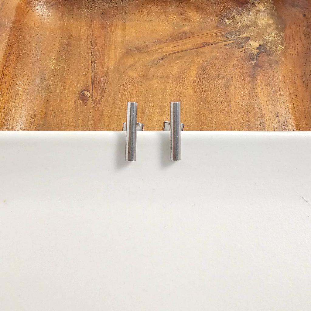Silver Luxe Bar Stud Earrings