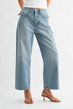 High Rise Twist Seam Barrel Jean Medium Denim