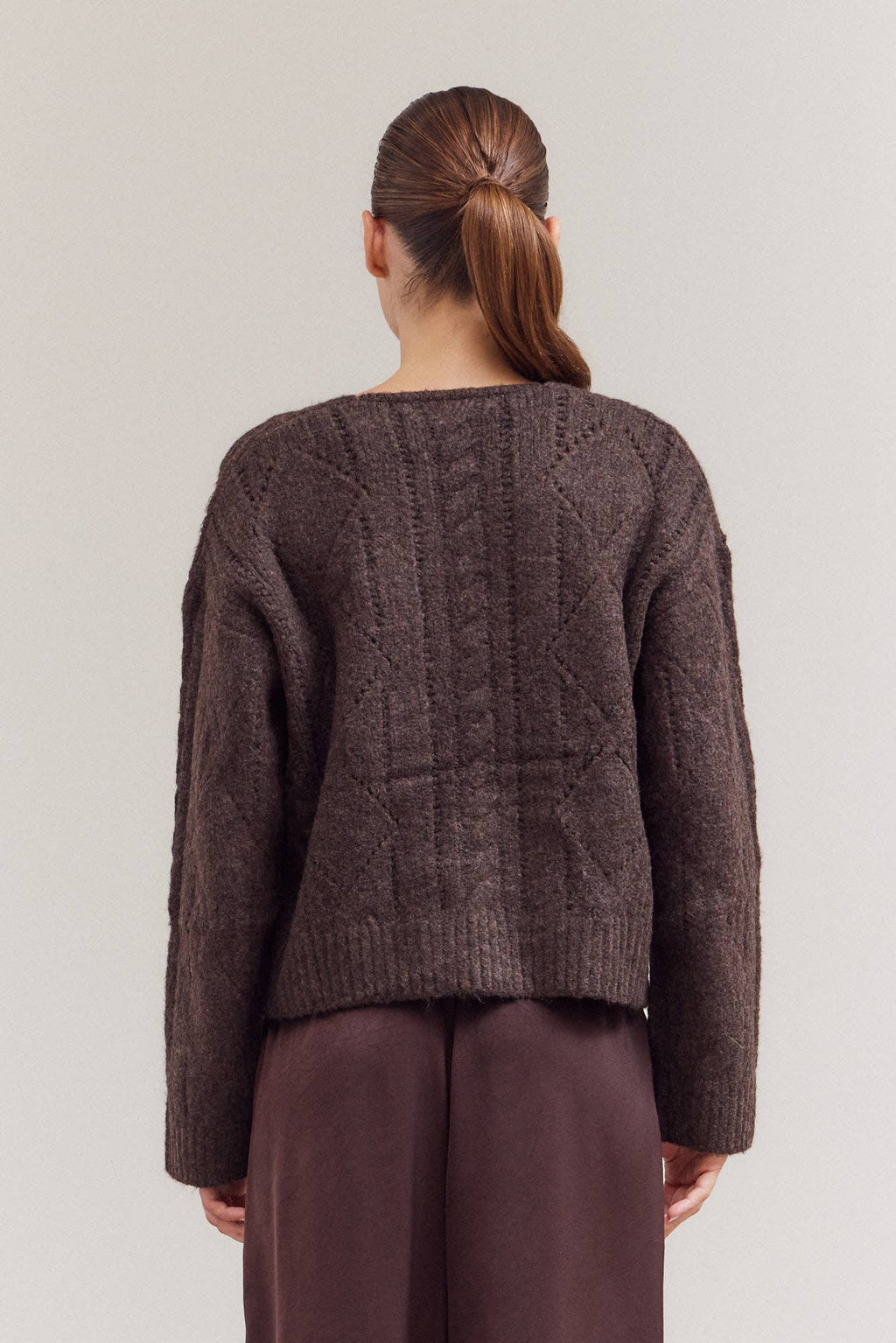 V Neck Cable Sweater