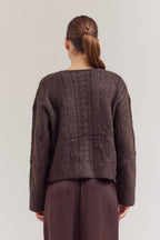 V Neck Cable Sweater