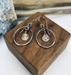 Eternity Earrings - Oxidized with Moonstone