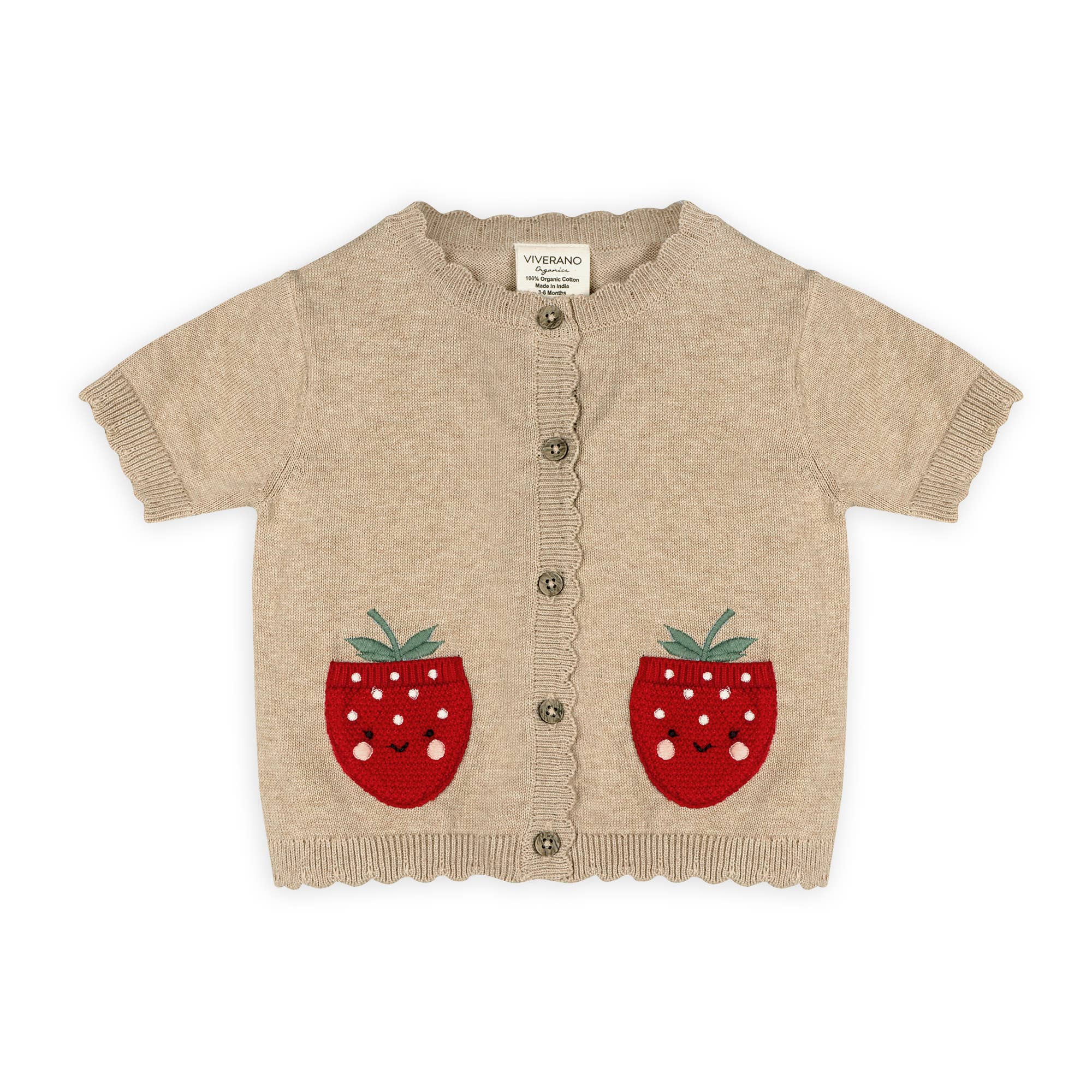 Strawberry Pocket Baby Knit Cardigan + Shorts Set (Organic)