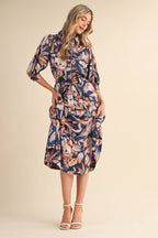 Button Down Tiered Midi Dress