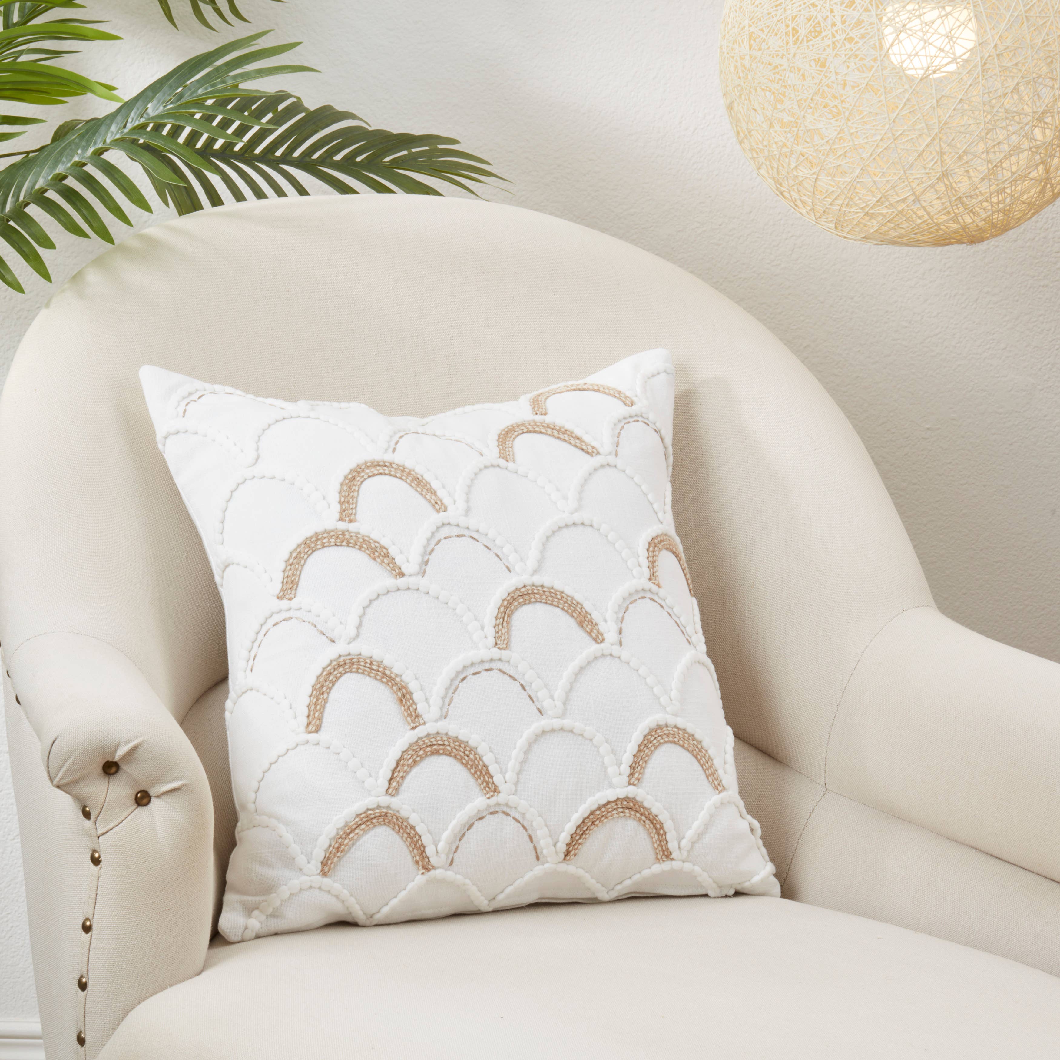 Shoreline Serenity Scallop Design Throw Pillow